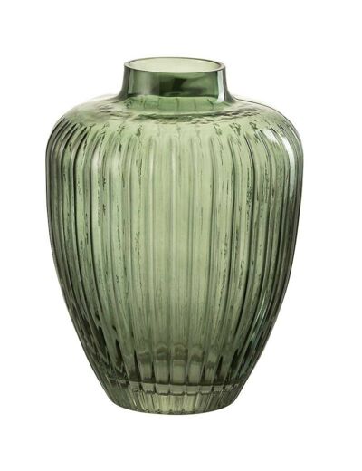 Vase Nadi ligne verre vert 19x19x25cm