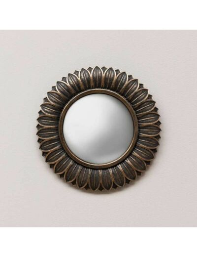Miroir convexe résine fleur bronze 18cm