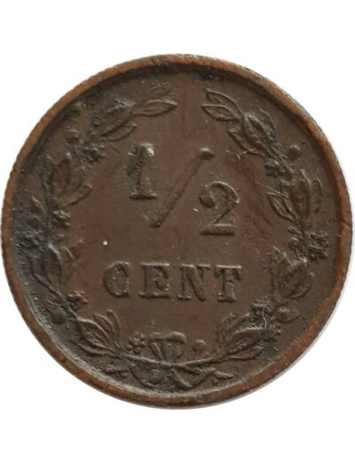 PAYS-BAS HOLLANDE 1/2 CENT 1884 TTB