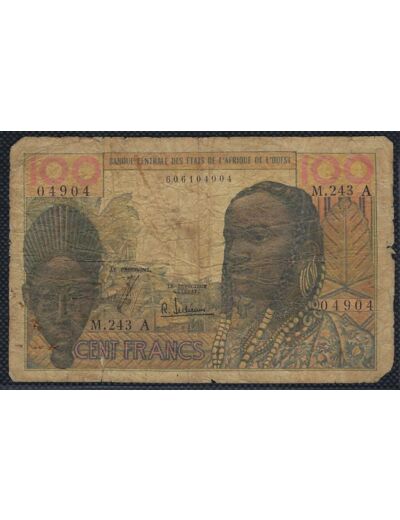 B.C.E.A.O COTE D'IVOIRE 100 FRANCS NON DATE Signature 4 A M.243 B+