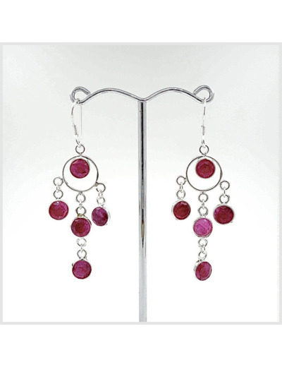 Boucles d'oreilles Rubis et Argent Massif