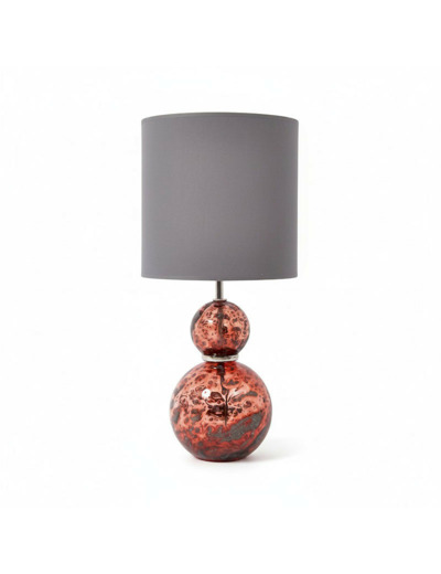 Lampe à Poser Volcanique rouge Verre bullé 25x25x55cm