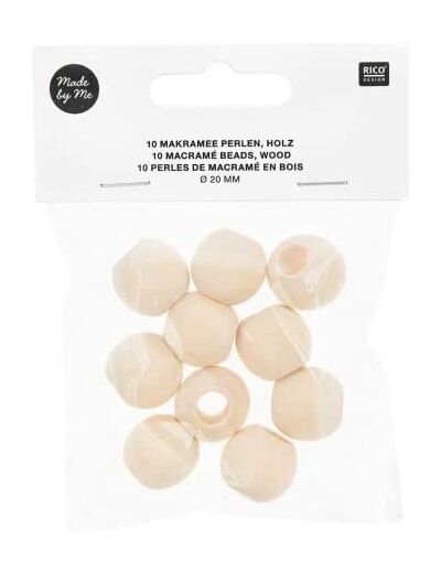 Perles en bois macramé - 20 mm - 10 pcs