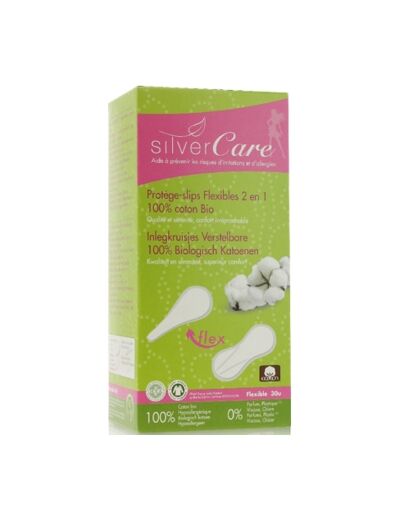 Protèges slips 100% coton bio flexible 2 en 1, boîte de 30