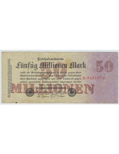 ALLEMAGNE 50 MILLION MARK SERIE S 25-07-1923 TTB