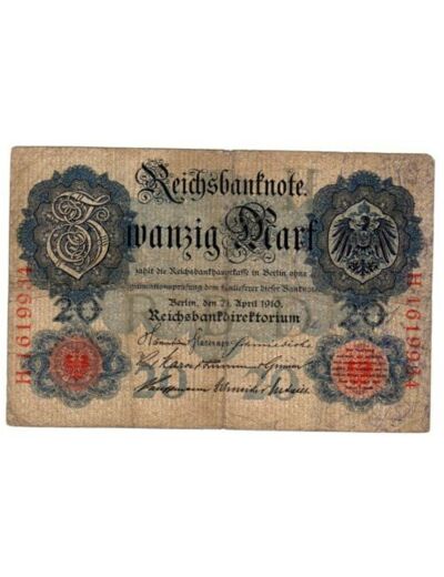 Allemagne 20 MARK 21/04/1910 TB+