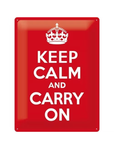 Plaque métal - Keep Calm and Carry On - 30 x 40 cm.