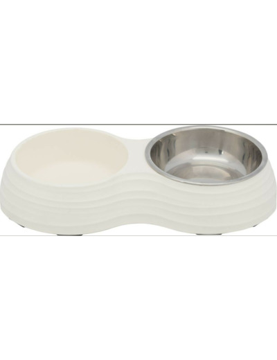 Set de gamelles, mélamine / acier inoxydable pour chien/chat - 0.2L