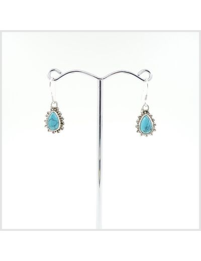 Boucles Turquoise en argent massif