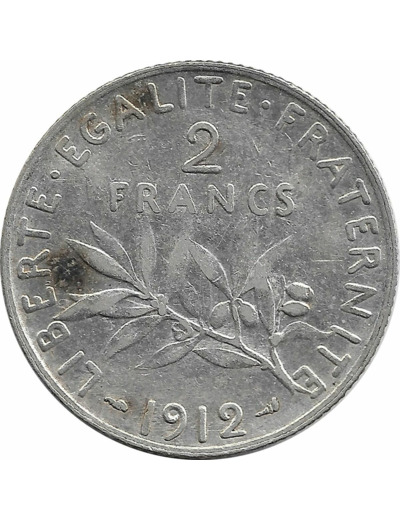 FRANCE 2 FRANCS SEMEUSE 1912 TTB-