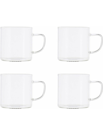 LOT DE 4 TASSES HELYA EN VERRE BOROSILICATE DE 25 CL