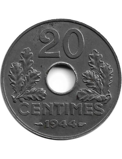 FRANCE 20 CENTIMES TYPE FER 1944  SUP PEU