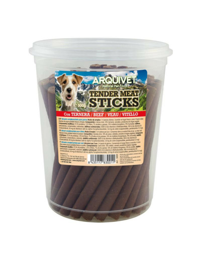 Friandises ARQUIVET, Tender Meat Sticks au Veau pour Chiens - 500g