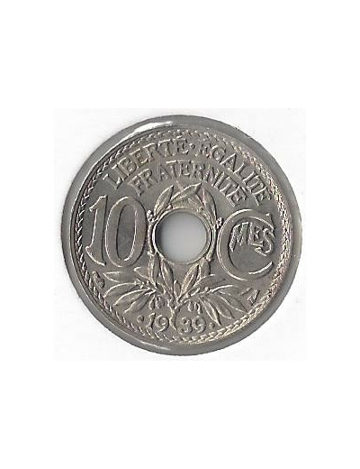 FRANCE 10 CENTIMES LINDAUER .1939. TTB+