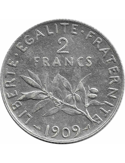 FRANCE 2 FRANCS SEMEUSE 1909 TTB+