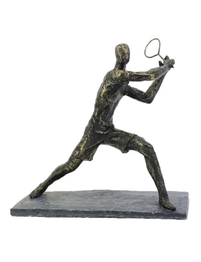 Joueur de tennis revers en résine sur base 28x18x26cm