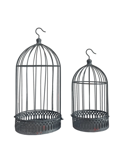 Ensemble 2 cages plantes fer noires 20x47cm