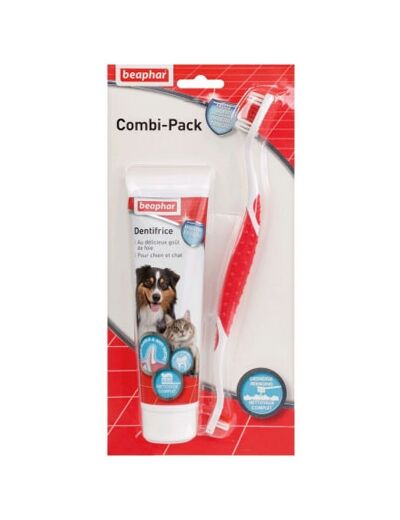 Pack dentifrice + brosse à dents soin dentaire chien et chat