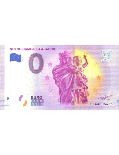 13 MARSEILLE 2019-5 NOTRE DAME DE LA GARDE BILLET SOUVENIR 0 EURO NEUF