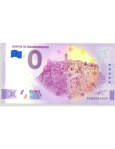 ITALIE 2020-1 CIVITA DI BAGNOREGIO ANNIVERSAIRE BILLET SOUVENIR 0 EURO NEUF