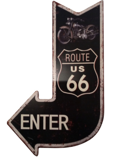 Plaque métal Enter route 66 - 25 x40 cm