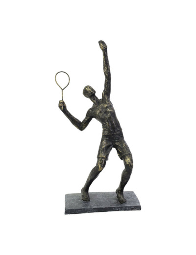 Joueur de tennis résine service socle 18x14x38cm