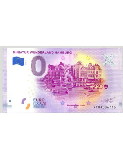 ALLEMAGNE 2020-13 MINIATUR WUNDERLAND HAMBURG BILLET SOUVENIR 0 EURO