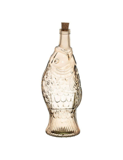 Bouteille carafe verre poisson rose 33x12x12cm