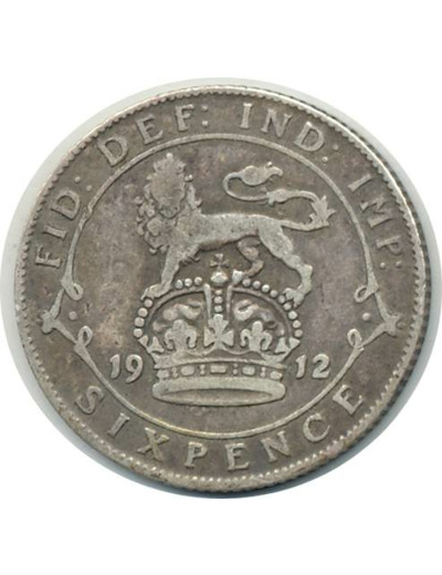 GRANDE BRETAGNE 6 PENCE 1912 GEORGES V TB+ (W815)