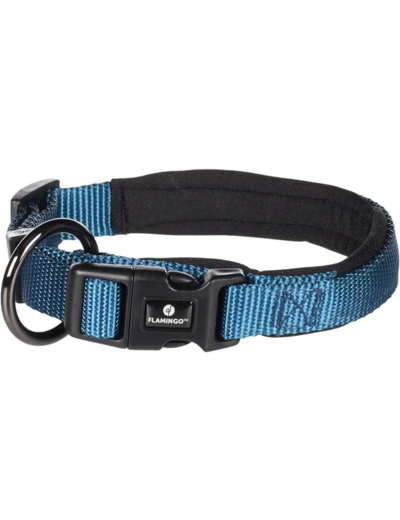 Collier confort Bleu pour chien avec boucle à clic FLAMINGO