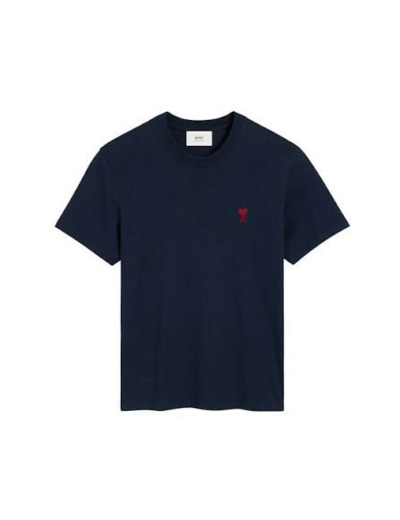 Ami Paris Tee Shirt Bleu Coeur Rouge
