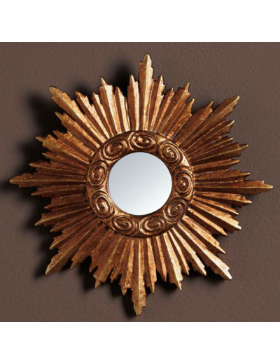 Mini Miroir en résine Soleil doré  15cm