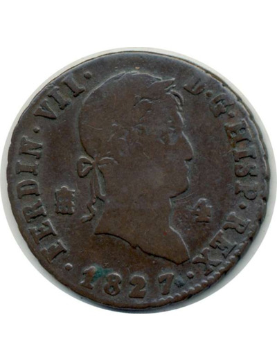 ESPAGNE 4 MARAVEDIS 1827 FERDINAND VII TB+ (W489.2)