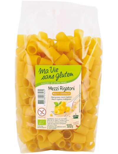 Mezzi Rigatoni bio-SANS GLUTEN-multi céréales-500G-Ma vie sans gluten