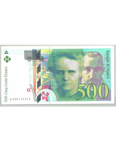 FRANCE 500 FRANCS PIERRE ET MARIE CURIE 1994 ALPHABET Q 030137915 SPL