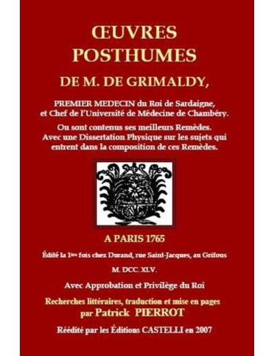 Œuvres Posthumes de M. De Grimaldy