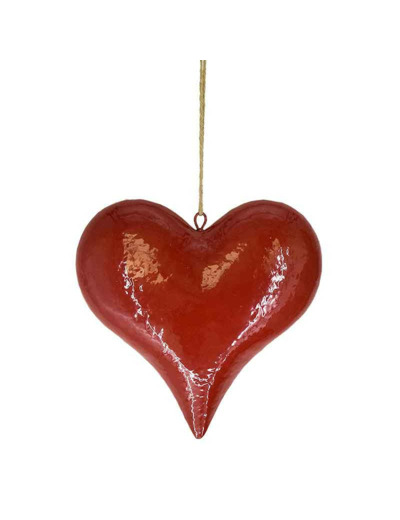 Suspension déco grand cœur rouge 30x8x30cm