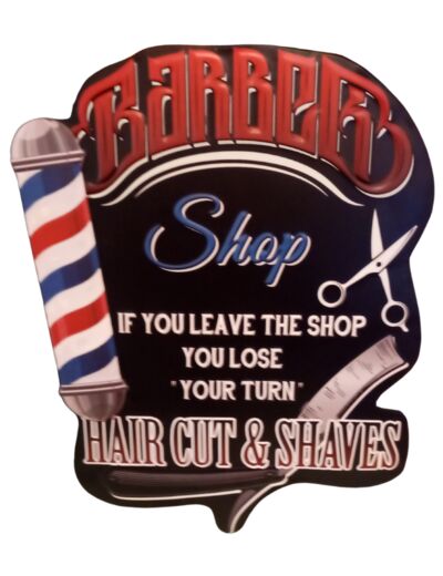 Plaque Métal Relief Barber Shop - Décoration Vintage Authentique