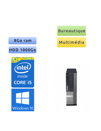 Dell Optiplex 7010 SFF - Windows 10 - i5 8Go 1To - Ordinateur Tour Bureautique PC
