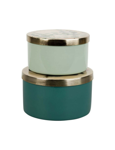 Ensemble 2 boîtes fer gigogne Oiseau multicolore 8x13cm