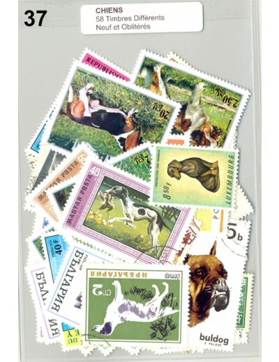 58 TIMBRES CHIENS DIFFERENTS NEUF ET OBLITERES *37