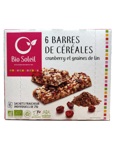 Barres de Céréales Cranberry et Graine de Lin Bio 125g