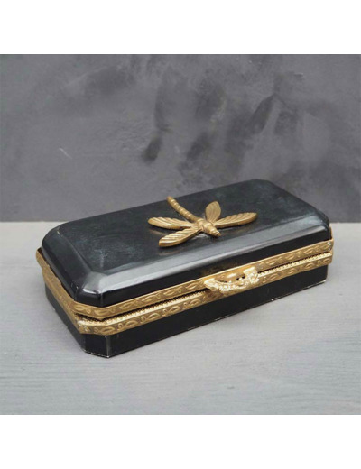 Boîte Libellule Baroque Bois Résine 4x8x19cm