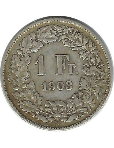 SUISSE 1 FRANC 1903 B TB+ N1