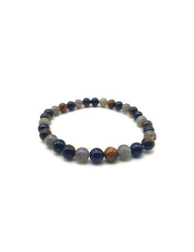 Bracelet en Oeil de tigre, Tourmaline, Labradorite (triple protection) 6mm