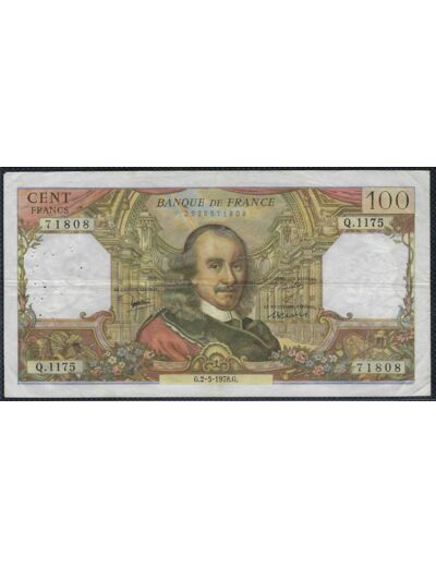 FRANCE 100 FRANCS CORNEILLE 2-3-1978 Q.1175 TB+