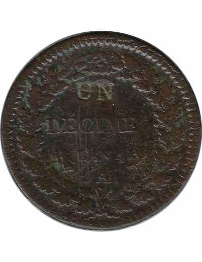 FRANCE UN DECIME AN 4 A (Paris) Modification du 2 DECIME TB