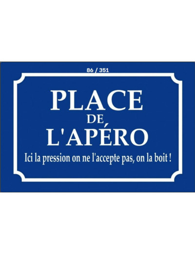 Plaque plate vintage - Place de l'apéro - 20 x 30 cm