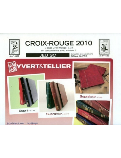 FEUILLE COMPLEMENTAIRE CROIX ROUGE SC 2010 (JEUX AVEC POCHETTE) YVERT ET TELLIER