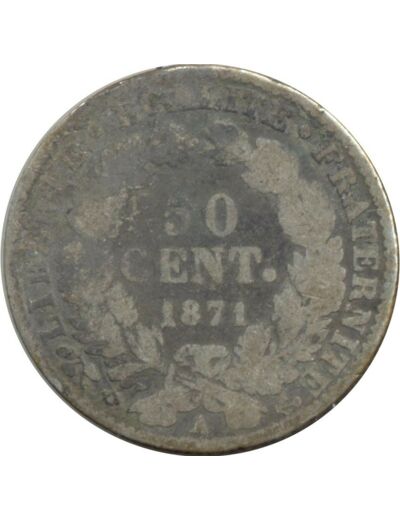 FRANCE 50 CENTIMES CERES 1871 A (Paris) B